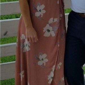 Floral Maxi Dress in Rusty Rose and White
